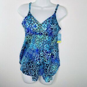 Swim Solutions $72 Underwire V-Neck Tankini Swim Top Size 8 NWT